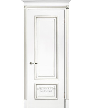 Дверь Smalta-08 ДГ 600*2000  Ral9003 Белый, патина серебро /ИД/