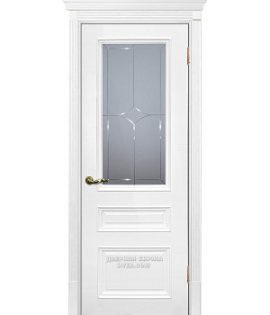 Дверь Smalta-06 ДО 600*2000  Ral9003 Белый, ст.матовое с гравировкой /Л/