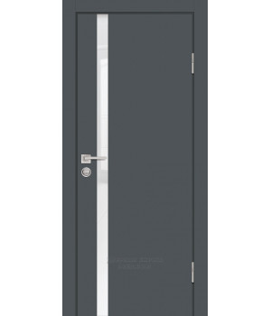 Дверь P-8 PP графит, 600*2000 стекло белоснежный лакобель