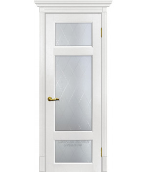 Дверь Тоскана-3 nanotex пломбир ДО 2000х600 стекло сатинат, контурный полимер рисунок 