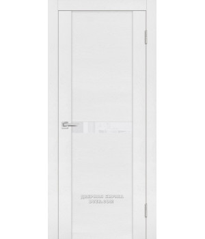 Дверь PST-3 soft-touch, белый ясень 600*2000 стекло белоснежный лакобель