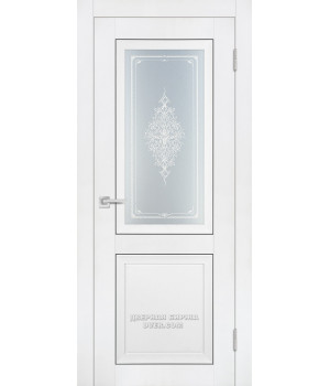 Дверь PST-27 Soft-touch, белый бархат ДО600*2000 ст. сатинат закаленное, Кристалайз