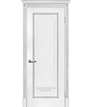 Дверь Флоренция-1 PP белый, патина серебро ДГ 600*2000