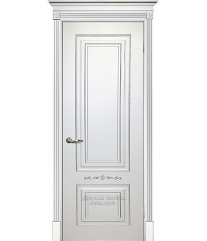 Дверь Smalta-04 ДГ 600*2000  Ral9003 Белый, патина серебро /ИД/