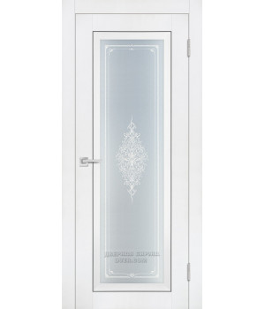 Дверь PST-25 Soft-touch, белый бархат ДО600*2000 ст. сатинат закаленное, Кристалайз