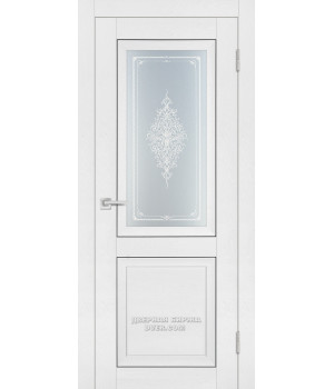 Дверь PST-27 Soft-touch, белый ясень ДО600*2000 ст. сатинат закаленное, Кристалайз