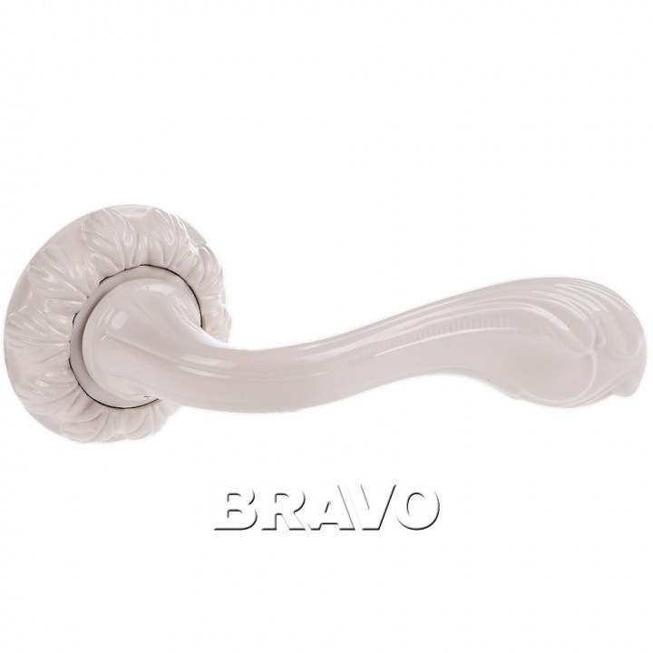 Ручка дверная Bravo Z-318 на розетке Classic в цвете W БелЭмаль