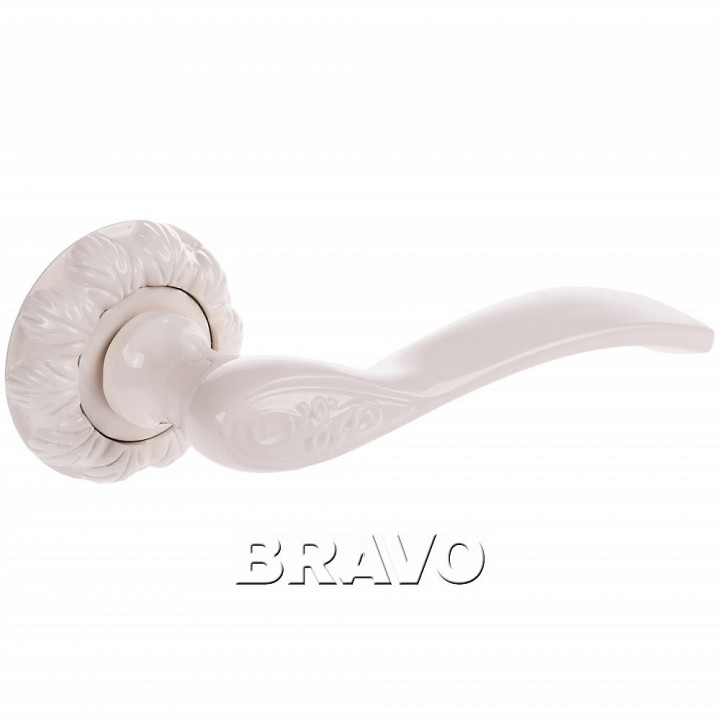 Ручка дверная Bravo Z-385 на розетке Classic в цвете W БелЭмаль